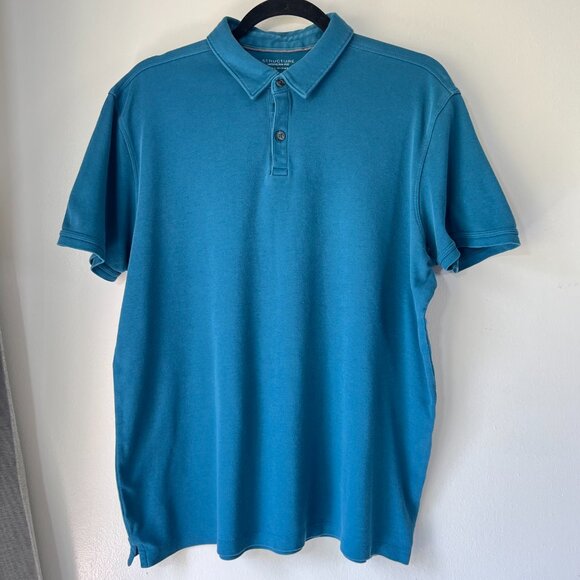 Structure Teal Stretch Cotton Men’s Polo Shirt – Size Large w/ Extra Button - Picture 2 of 14